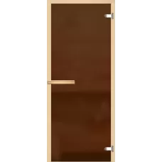 Дверь для бани и сауны Лайт ПО  ДО (бронза, прямоугольная ручка)