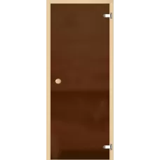 Дверь для бани и сауны Лайт ПО  ДО (бронза, круглая ручка)
