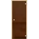 Дверь для бани и сауны Лайт ПО  ДО (бронза, круглая ручка)