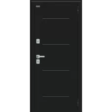 Входная дверь Thermo Лайн/BChrome (Букле черное/Wenge Melinga)