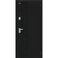 Входная дверь Thermo Техно Д2/BChrome (Букле черное/Cappuccino Melinga)