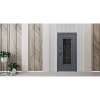 Входная дверь Titanium с окном и английской решеткой (терморазрыв 3к)